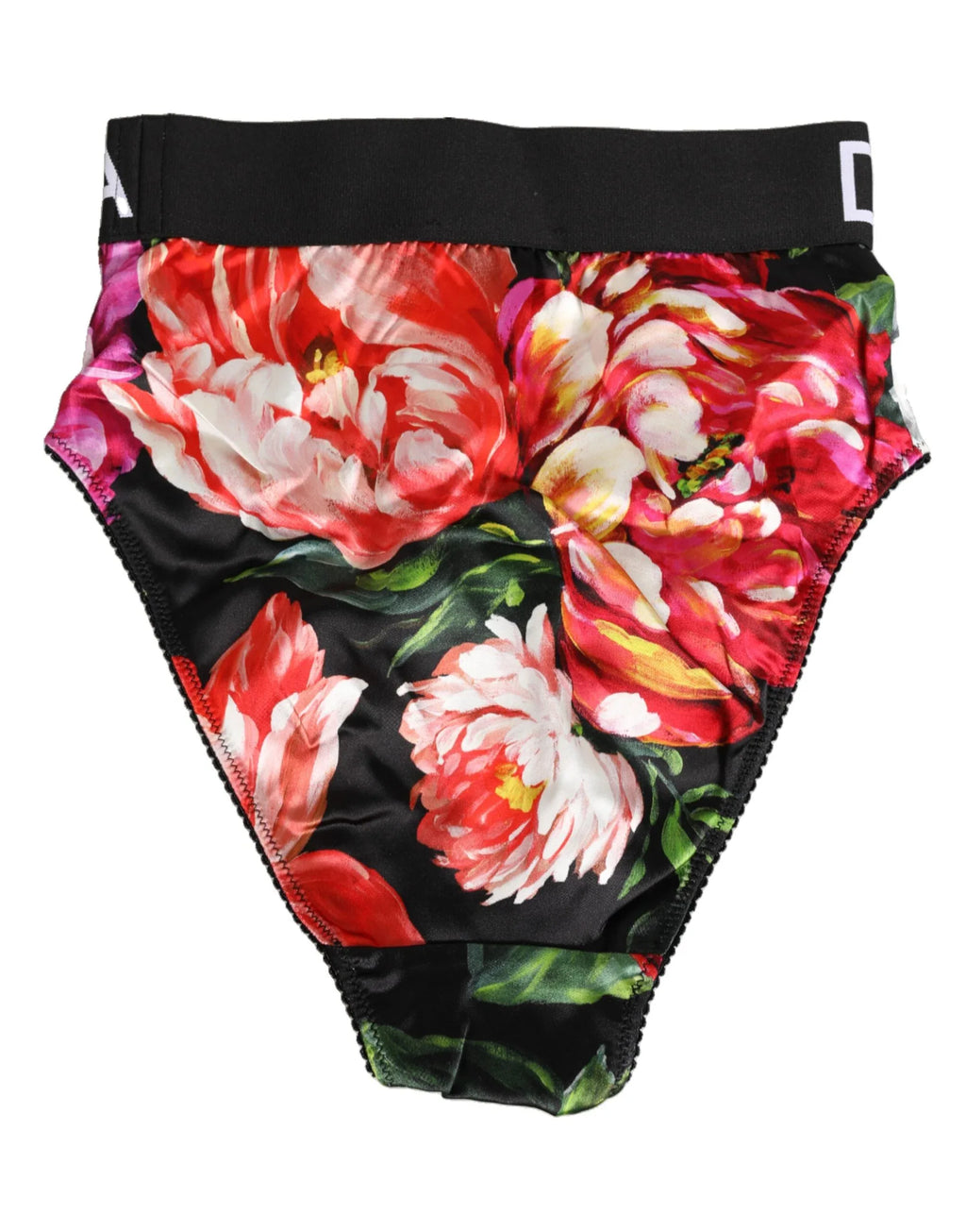 Dolce & Gabbana Black Floral Print High Waist Panty Underwear - Zeiniez
