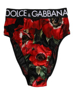 Dolce & Gabbana Black Floral Print High Waist Panty Underwear - Zeiniez