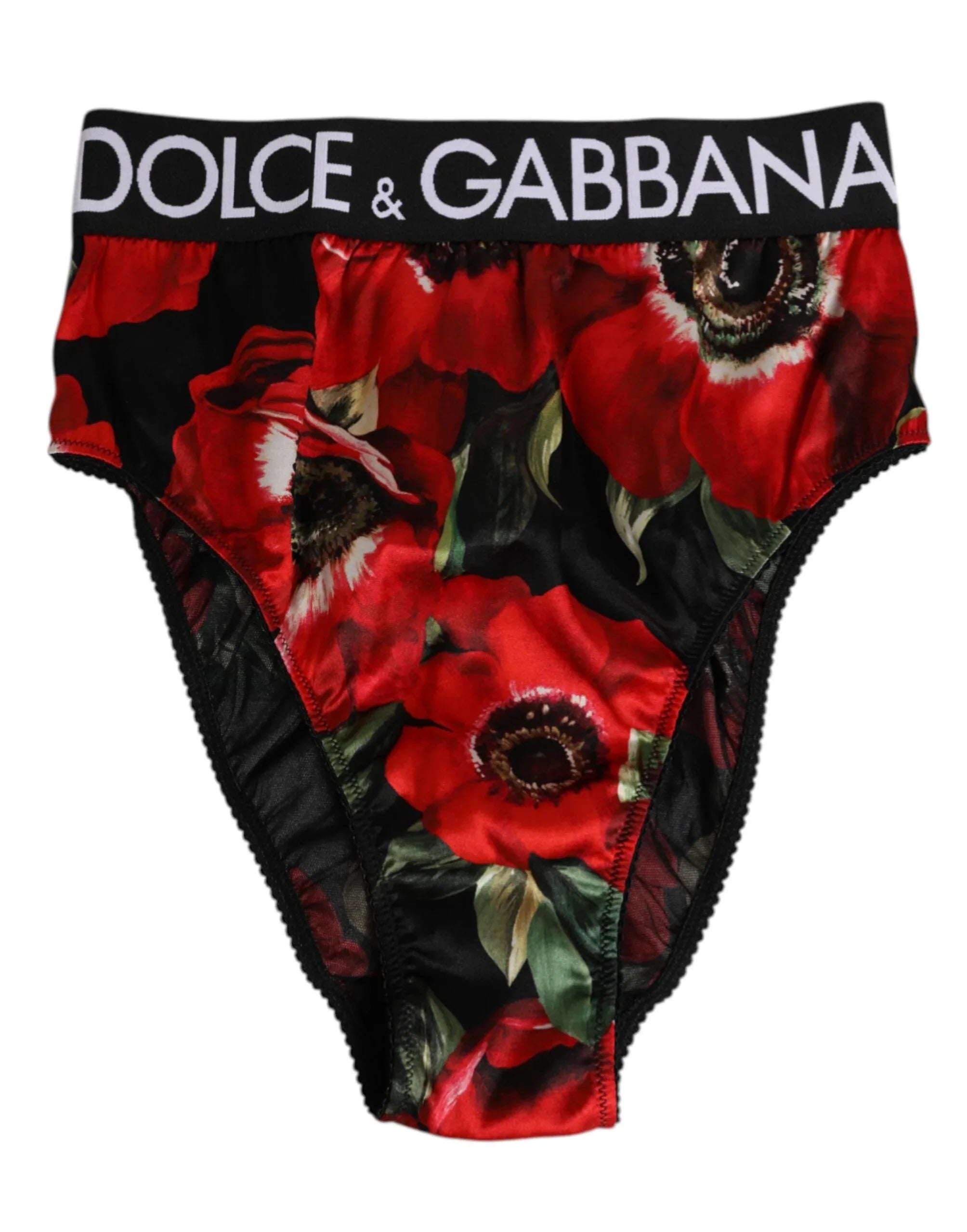 Dolce & Gabbana Black Floral Print High Waist Panty Underwear - Zeiniez