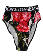 Dolce & Gabbana Black Floral Print High Waist Panty Underwear - Zeiniez