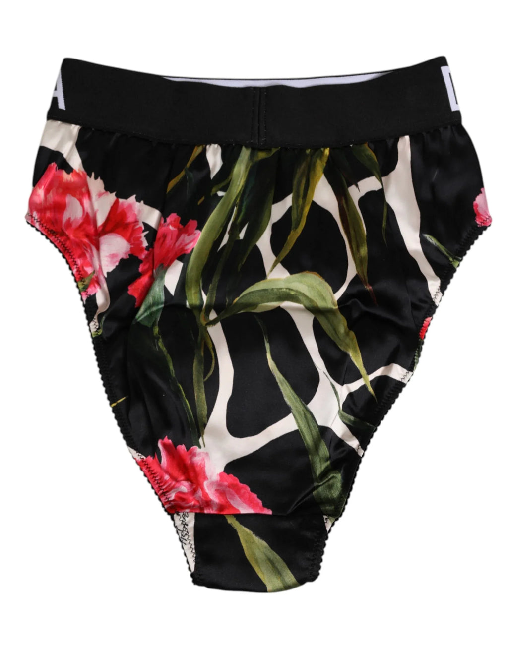 Dolce & Gabbana Black Floral Print High Waist Panty Underwear - Zeiniez