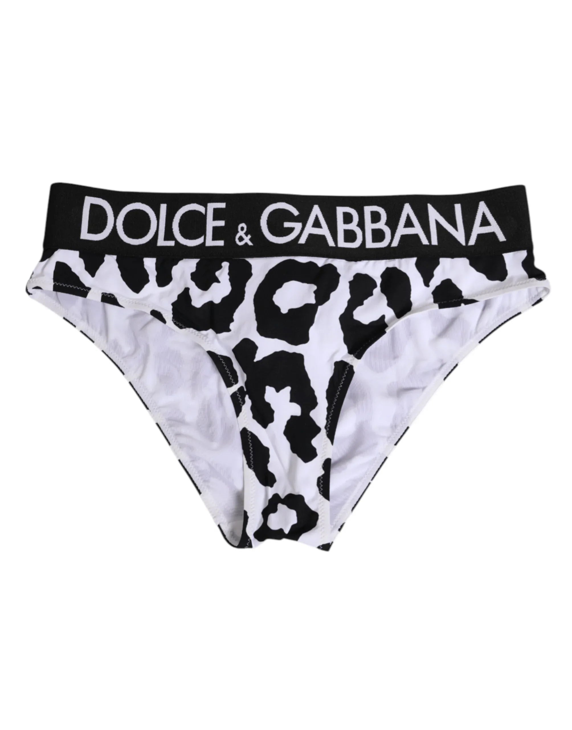 Dolce & Gabbana White Leopard Nylon High Waist Panty Underwear - Zeiniez