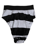 Dolce & Gabbana Black White Sequin High Waist Panty Underwear - Zeiniez