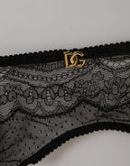 Dolce & Gabbana Black Floral Lace Nylon Strap Garter Underwear - Zeiniez