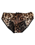 Dolce & Gabbana Brown Leopard Silk Mid Waist Panty Underwear - Zeiniez