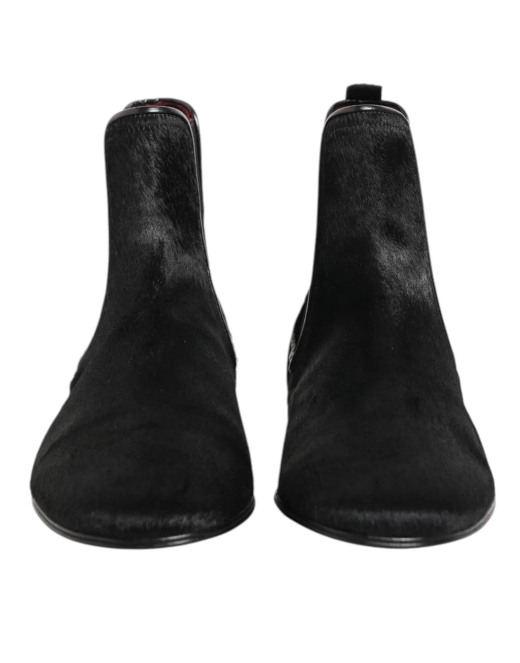 Dolce & Gabbana Black Leather Fur Men CHELSEA Boots Shoes - Zeiniez