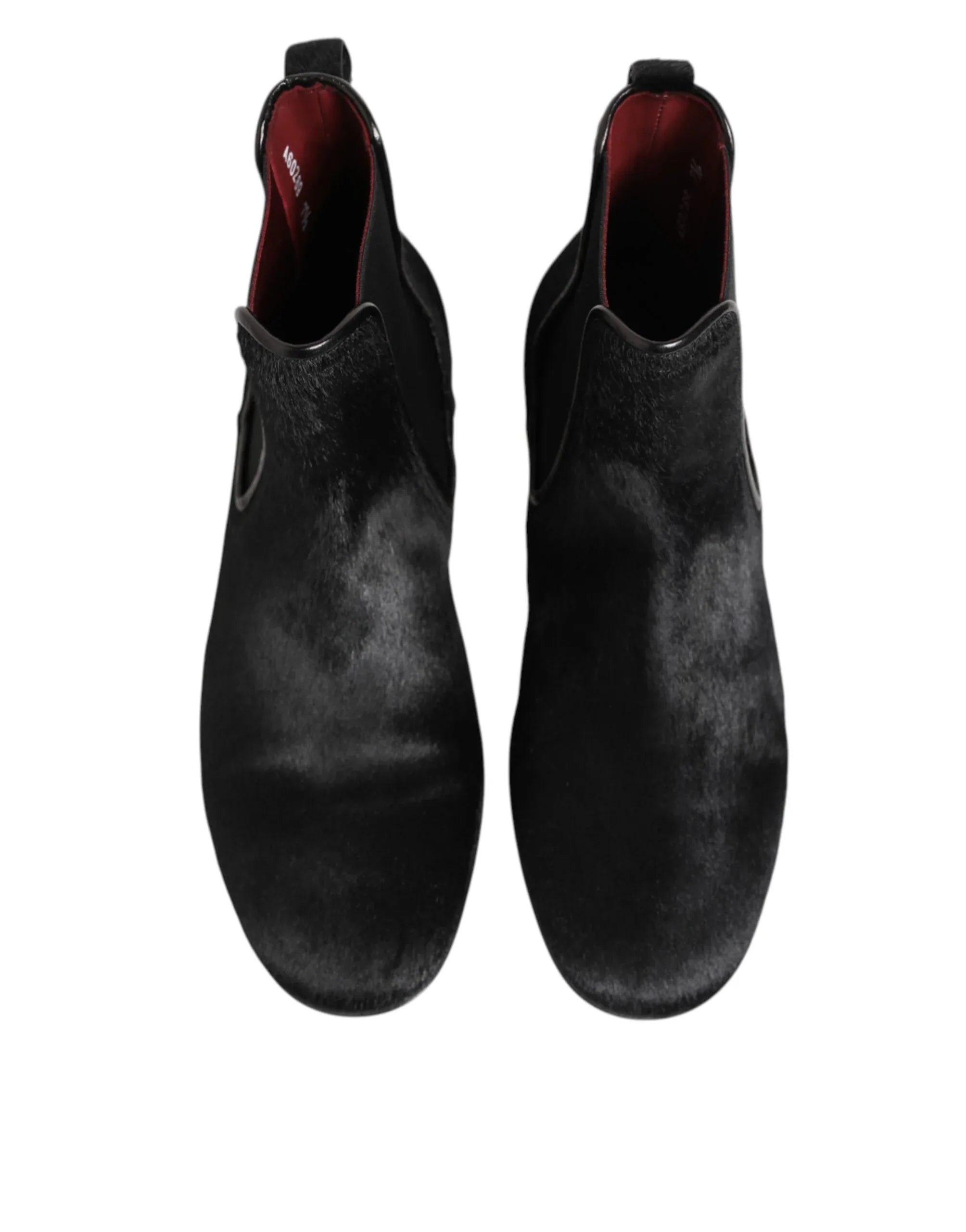 Dolce & Gabbana Black Leather Fur Men CHELSEA Boots Shoes - Zeiniez