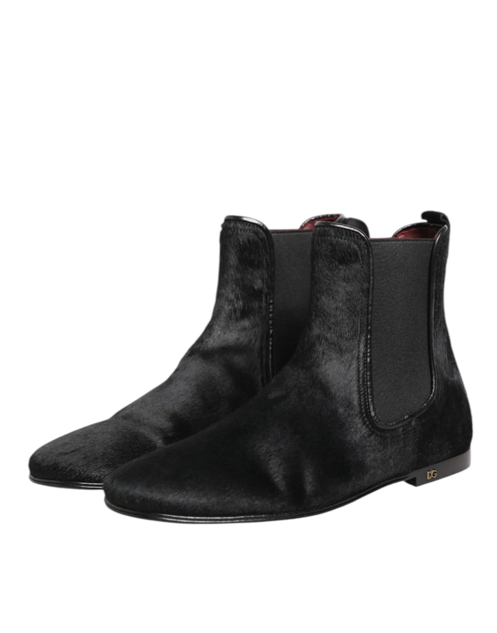 Dolce & Gabbana Black Leather Fur Men CHELSEA Boots Shoes - Zeiniez