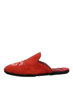 Dolce & Gabbana Red Suede DG King Men House Slippers Shoes - Zeiniez