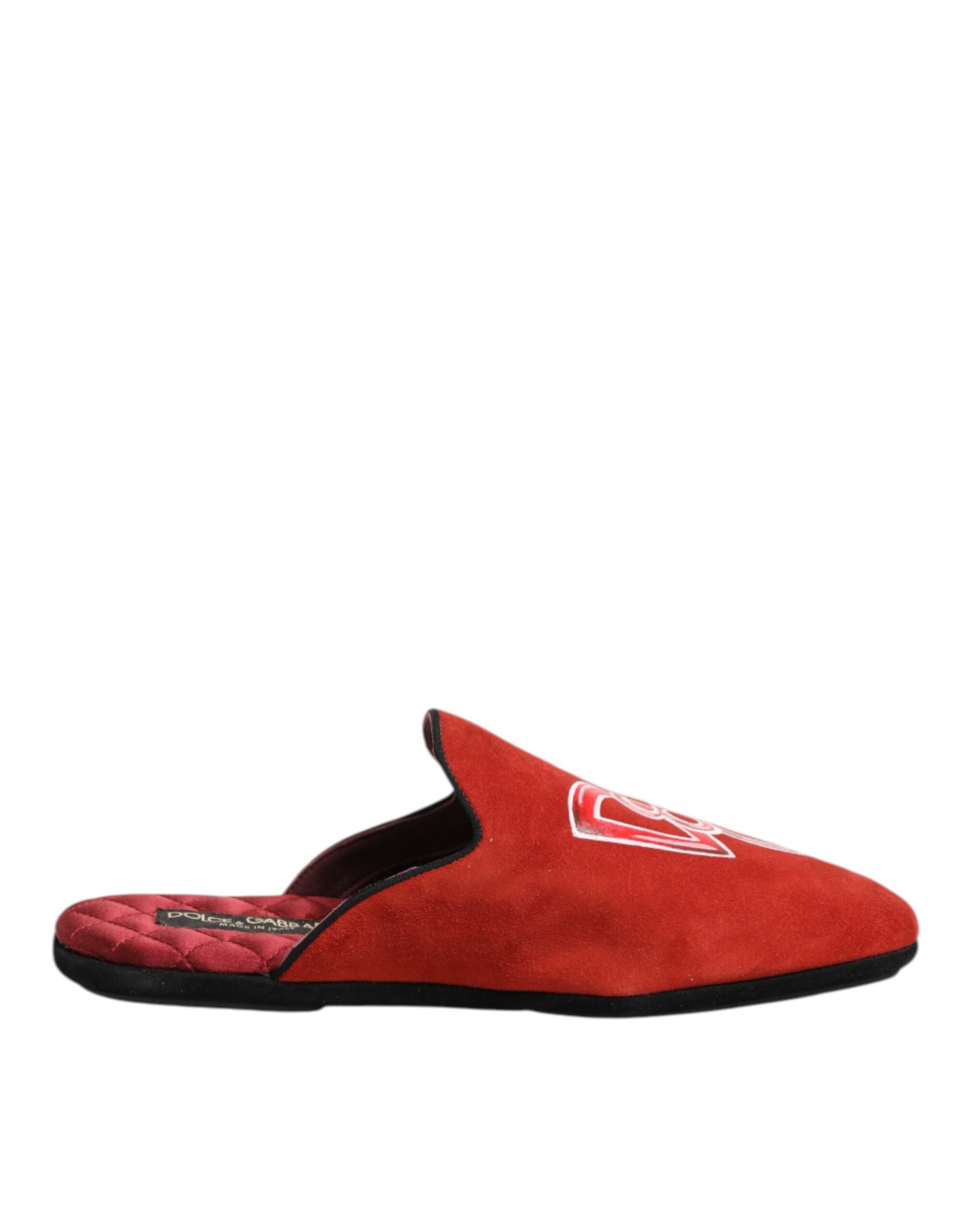 Dolce & Gabbana Red Suede DG King Men House Slippers Shoes - Zeiniez