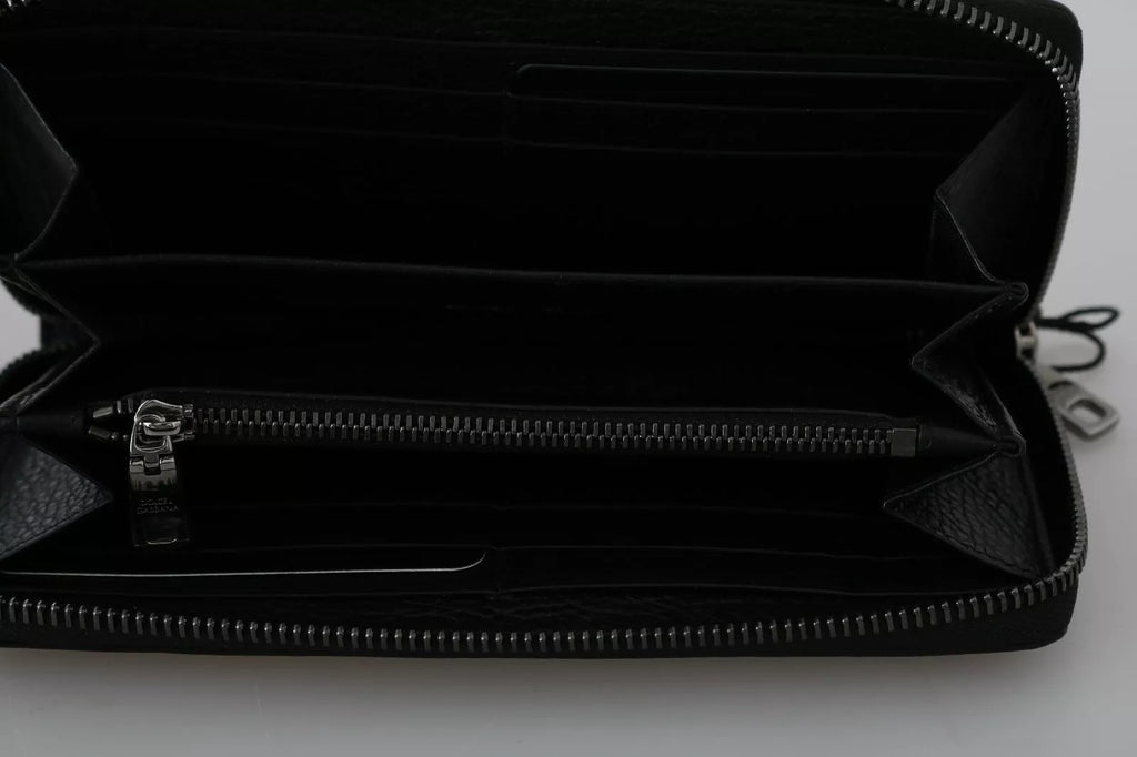 Dolce & Gabbana Black Leather #DGFAMILY Zipper Continental Mens Wallet - Zeiniez