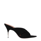 Amina Muaddi Black Leather Stiletto Heel Sandals - Zeiniez