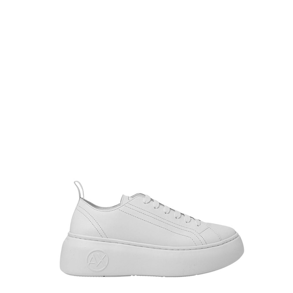 Armani Exchange White Leather Platform Sneakers - Zeiniez