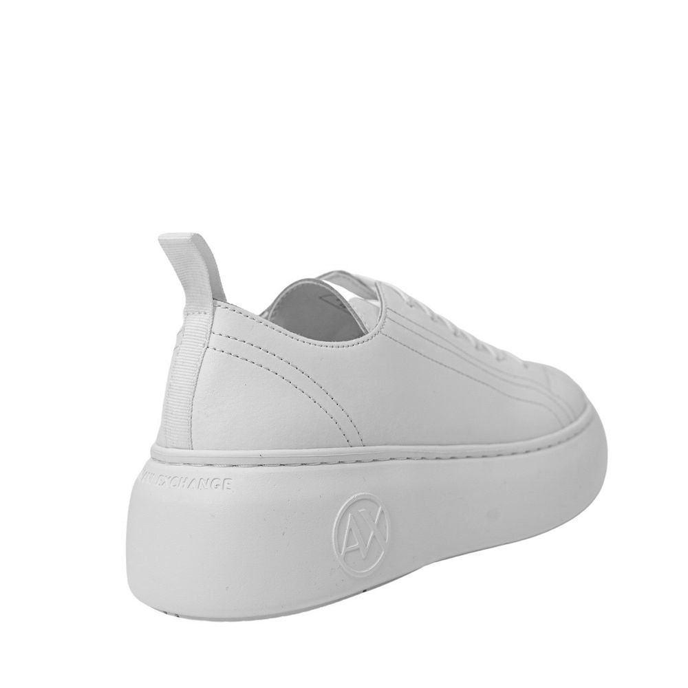 Armani Exchange White Leather Platform Sneakers - Zeiniez