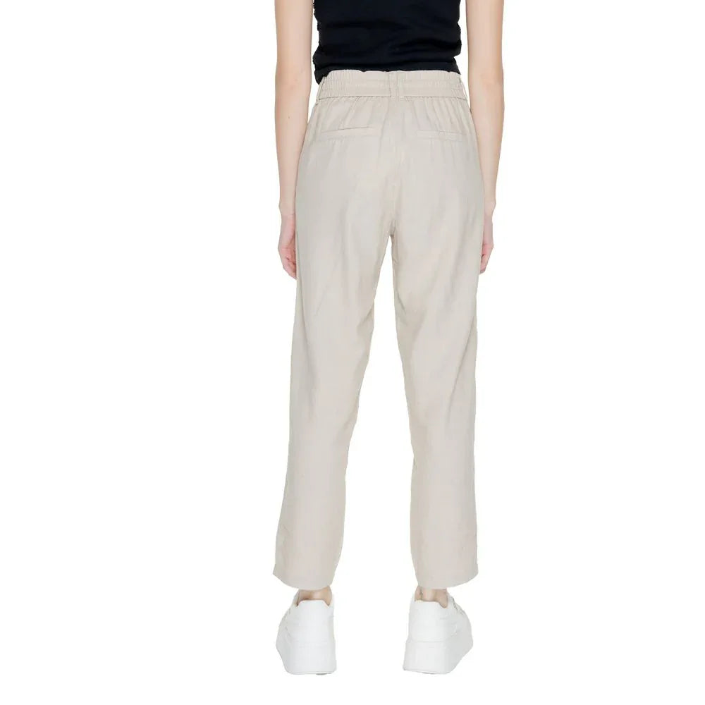 Only Beige Linen Casual Pants - Zeiniez