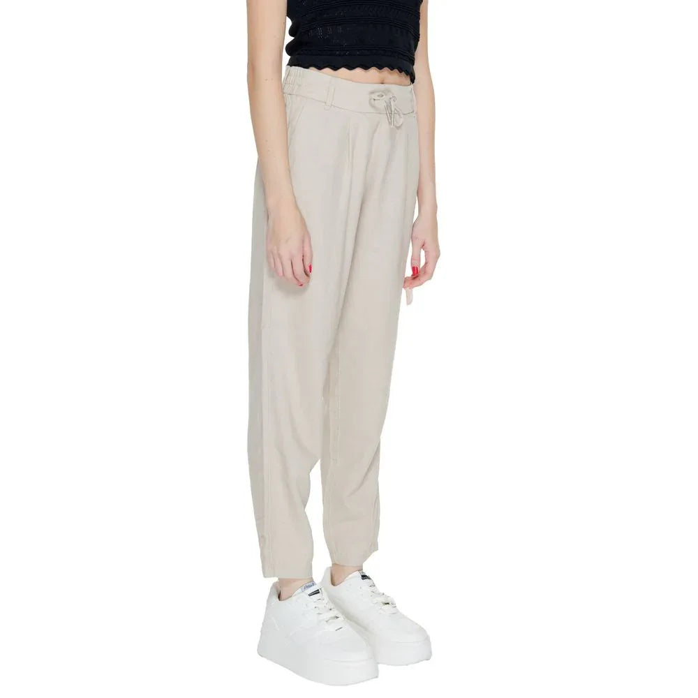 Only Beige Linen Casual Pants - Zeiniez