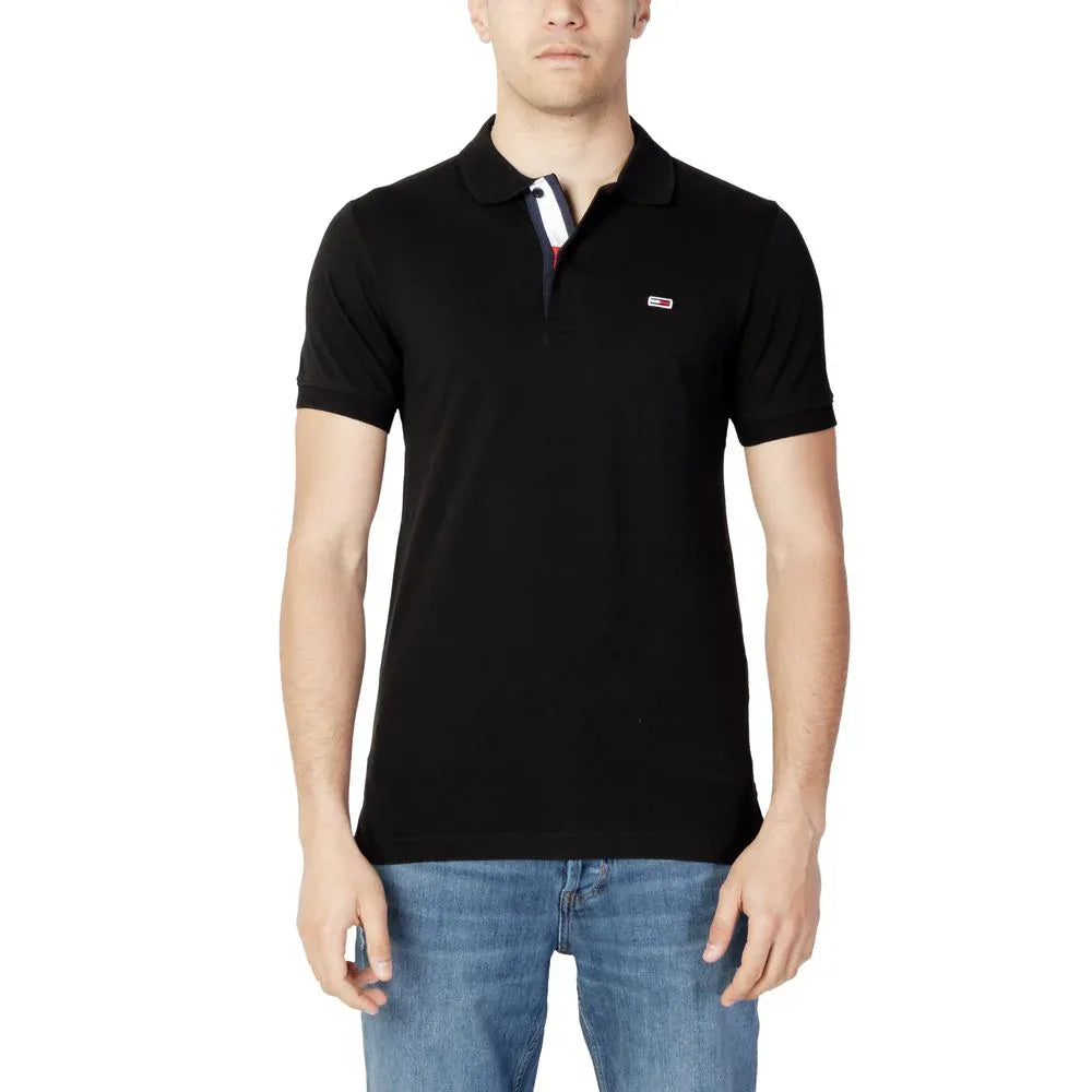 Tommy Hilfiger Jeans Black Cotton Polo Shirt - Zeiniez