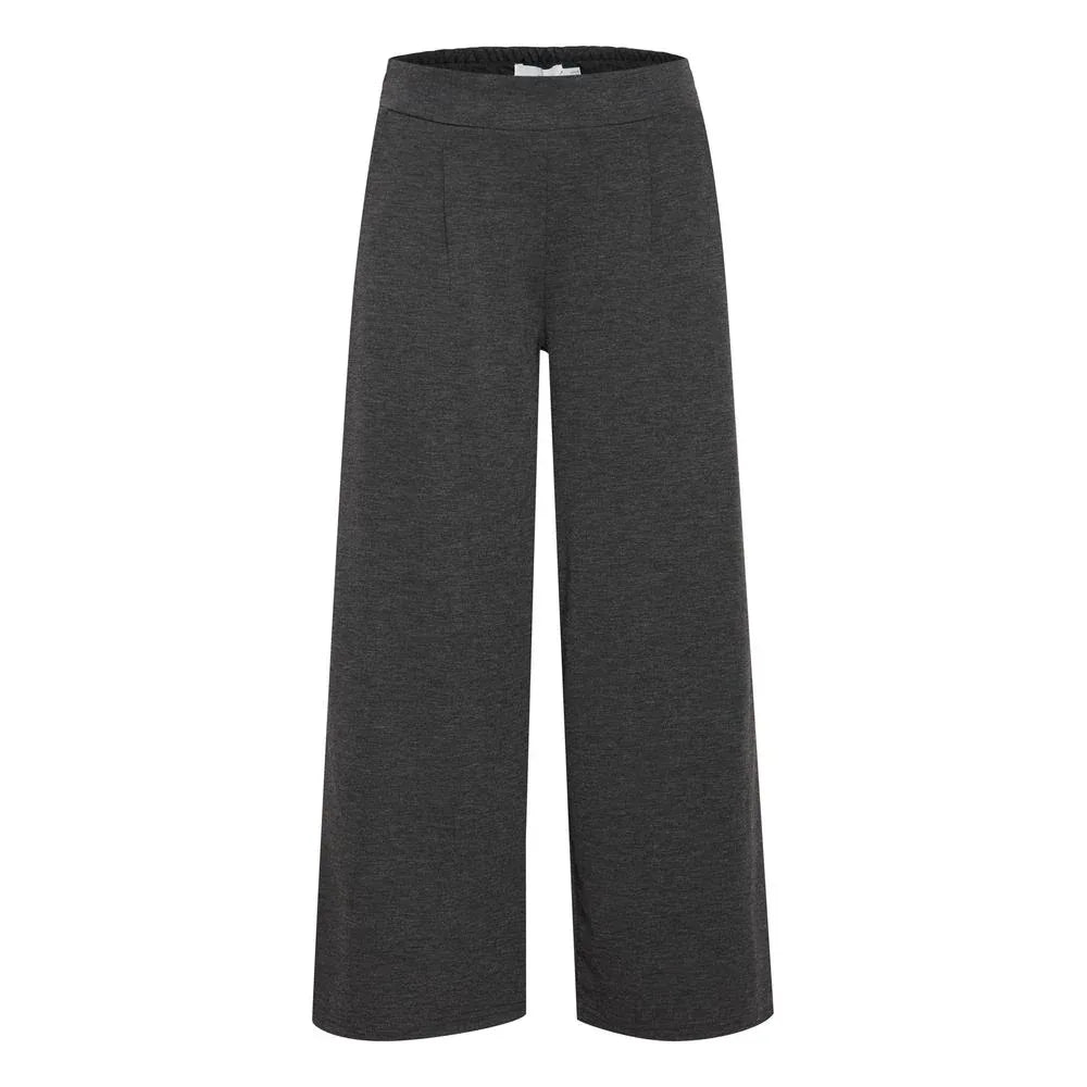 ICHI Gray Recycled Polyester Flared Pants - Zeiniez