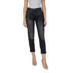 ICHI Black Cotton Mom Jeans - Zeiniez