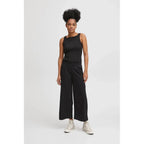ICHI Black Recycled Polyester Flared Pants - Zeiniez