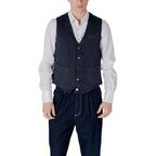Gianni Lupo Blue Cotton Waistcoat - Zeiniez