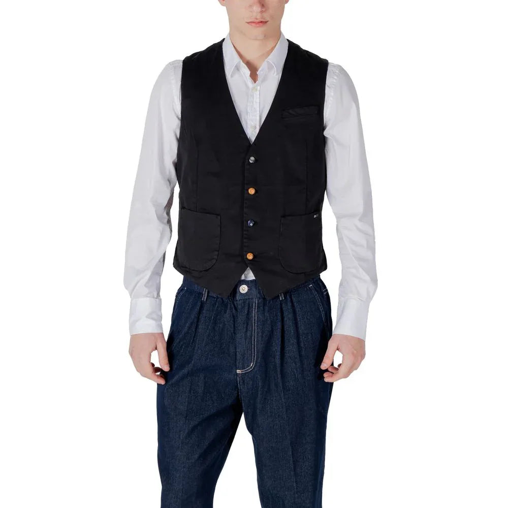 Gianni Lupo Black Cotton Waistcoat - Zeiniez