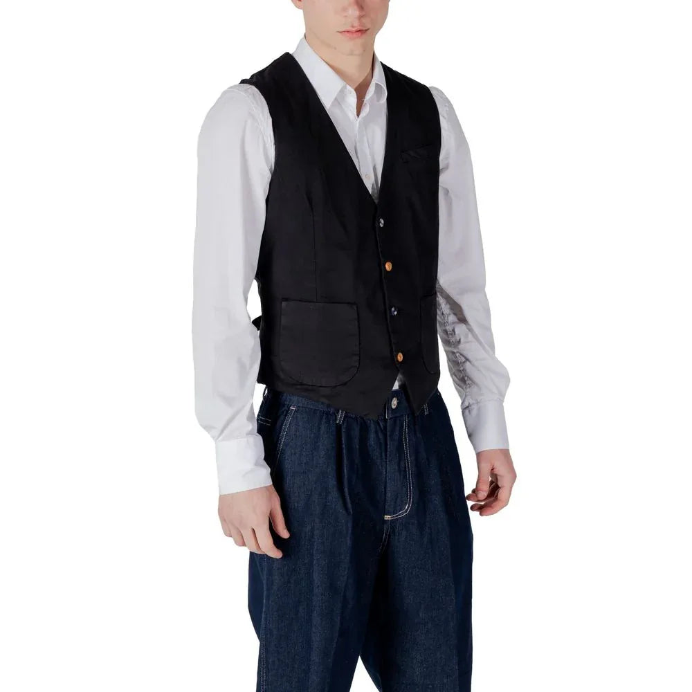 Gianni Lupo Black Cotton Waistcoat - Zeiniez