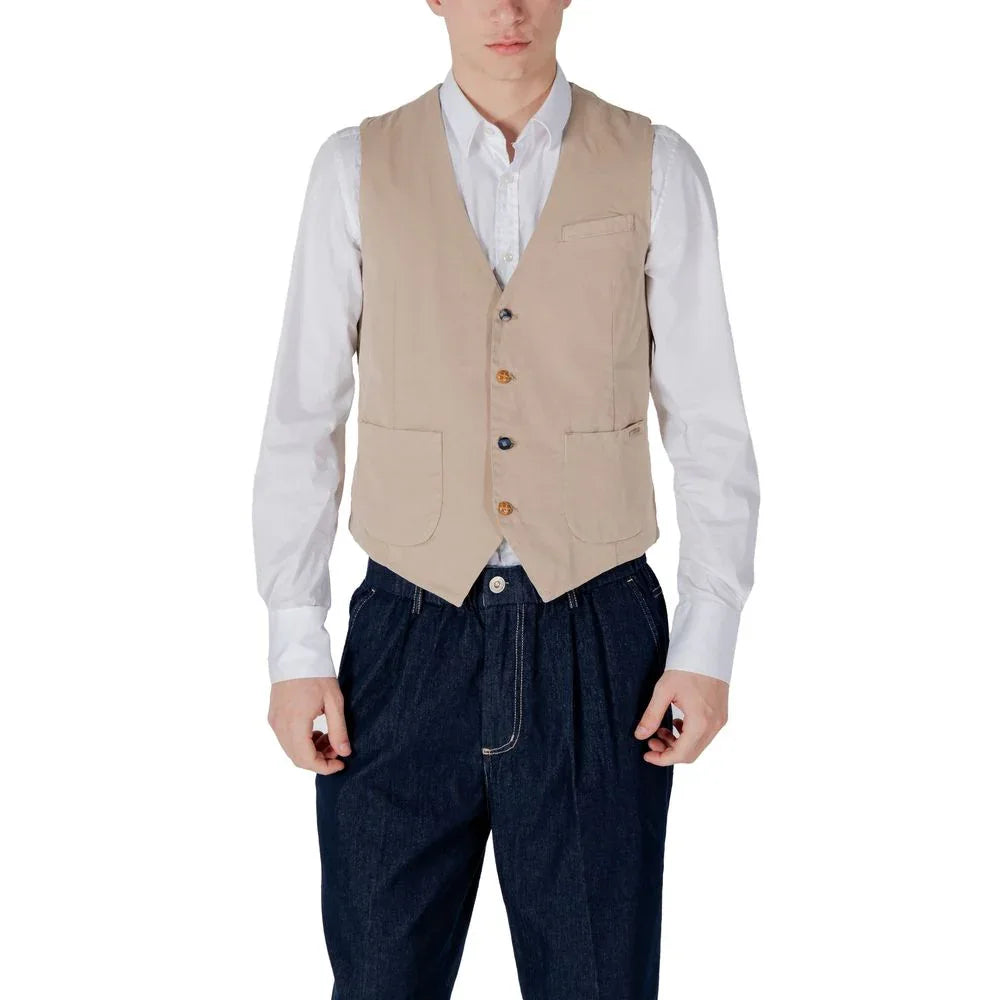 Gianni Lupo Beige Cotton Waistcoat - Zeiniez