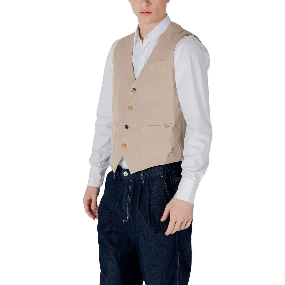 Gianni Lupo Beige Cotton Waistcoat - Zeiniez