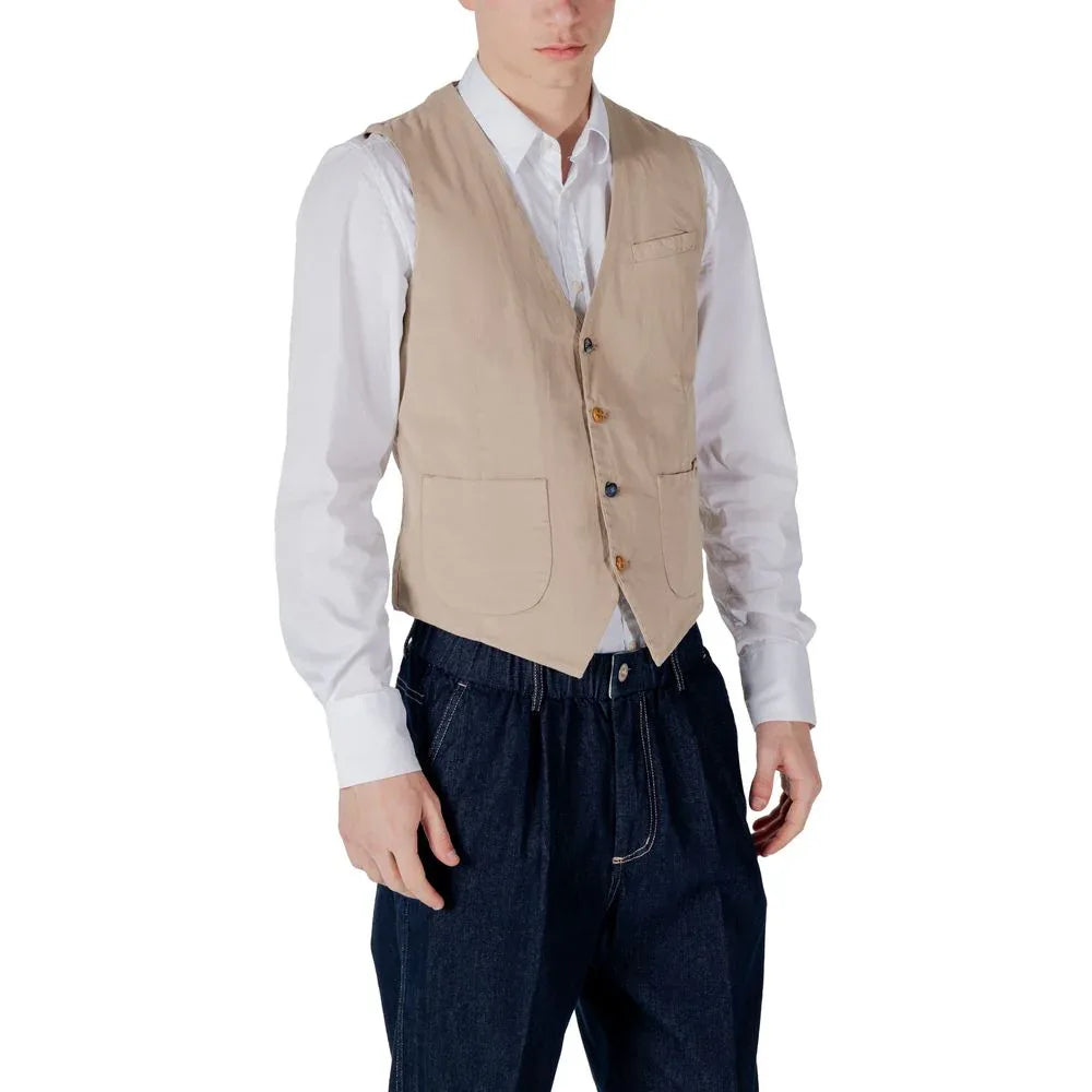 Gianni Lupo Beige Cotton Waistcoat - Zeiniez