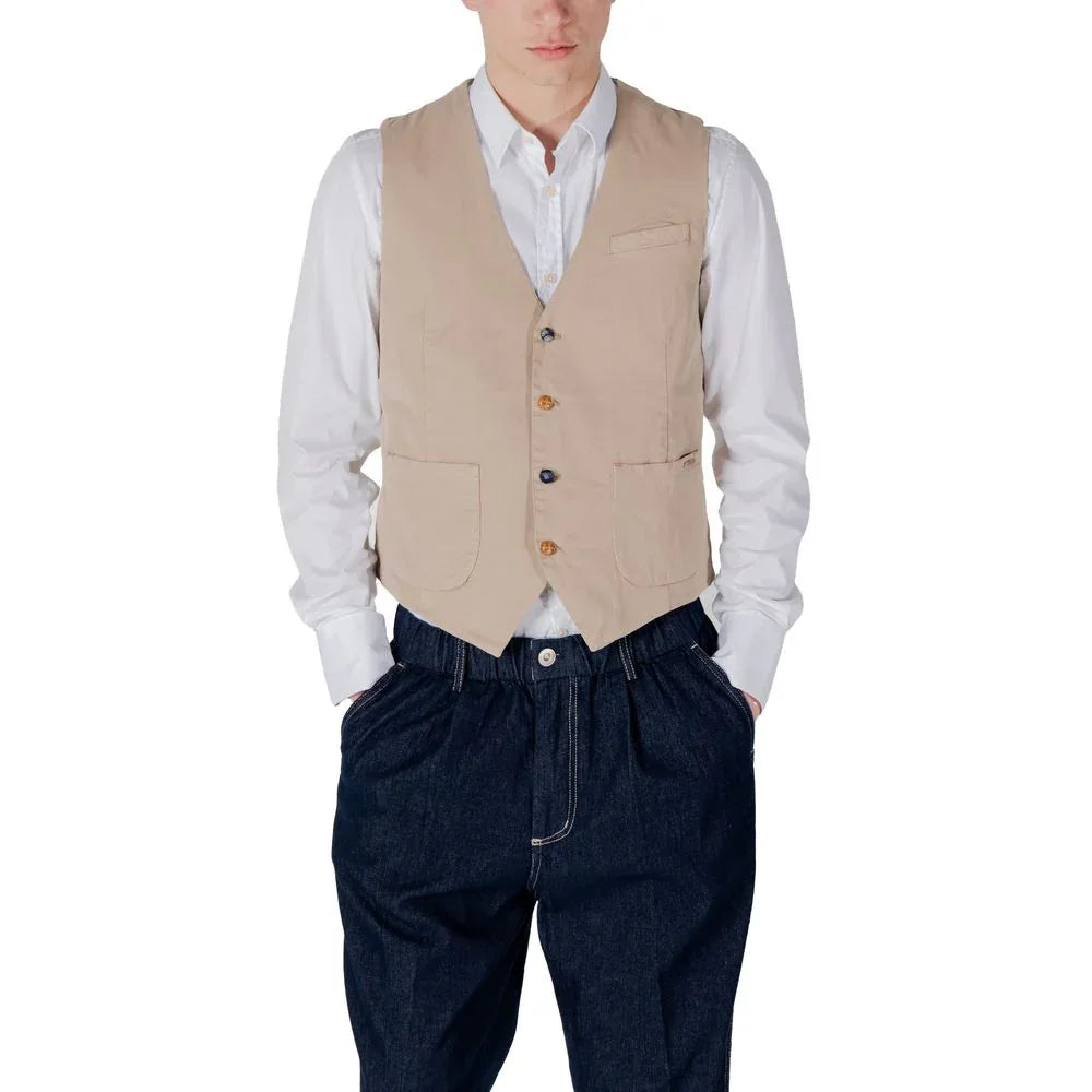 Gianni Lupo Beige Cotton Waistcoat - Zeiniez