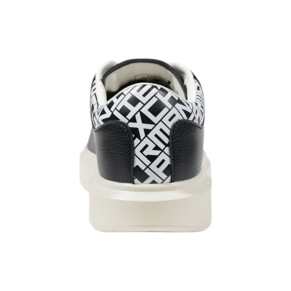 Armani Exchange Black And White Leather Low Top Sneakers - Zeiniez