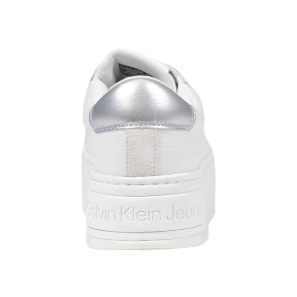 Calvin Klein Jeans Silver Leather Platform Sneakers - Zeiniez