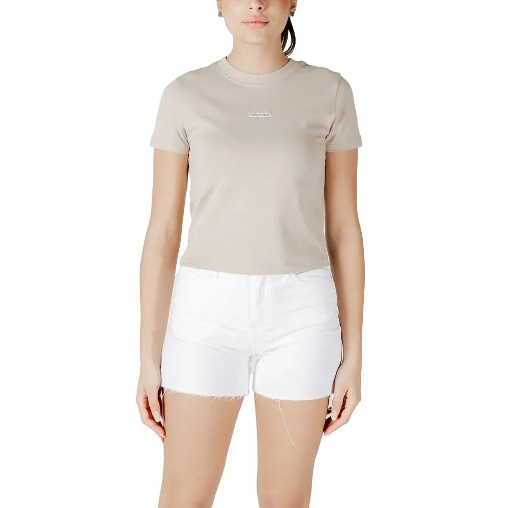 Calvin Klein Jeans Beige Recycled Cotton T-Shirt - Zeiniez