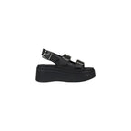 Tommy Hilfiger Jeans Black Leather Platform Sandals - Zeiniez