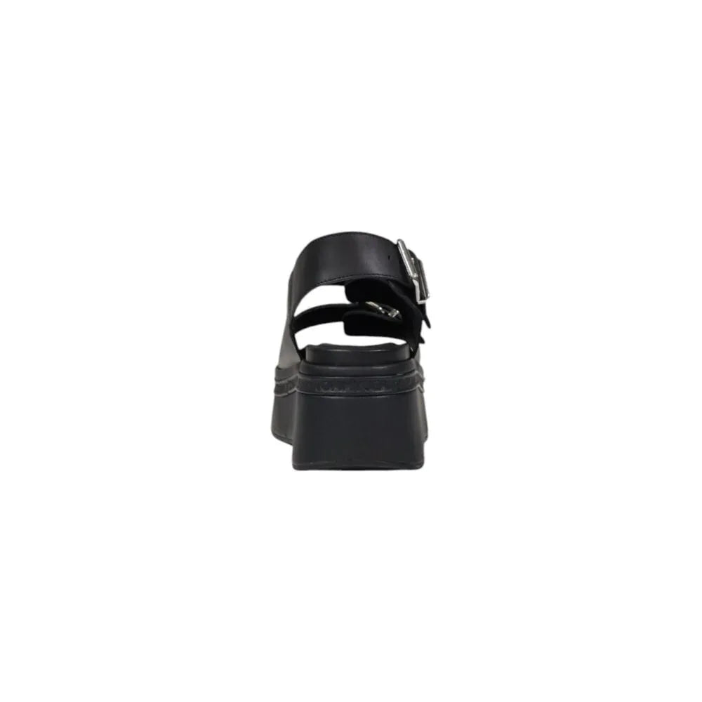 Tommy Hilfiger Jeans Black Leather Platform Sandals - Zeiniez