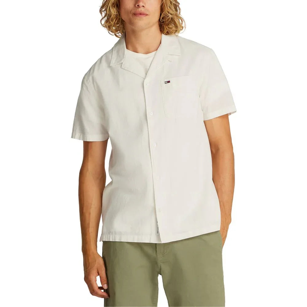 Tommy Hilfiger Jeans Cream Cotton Shortsleeve Shirt - Zeiniez
