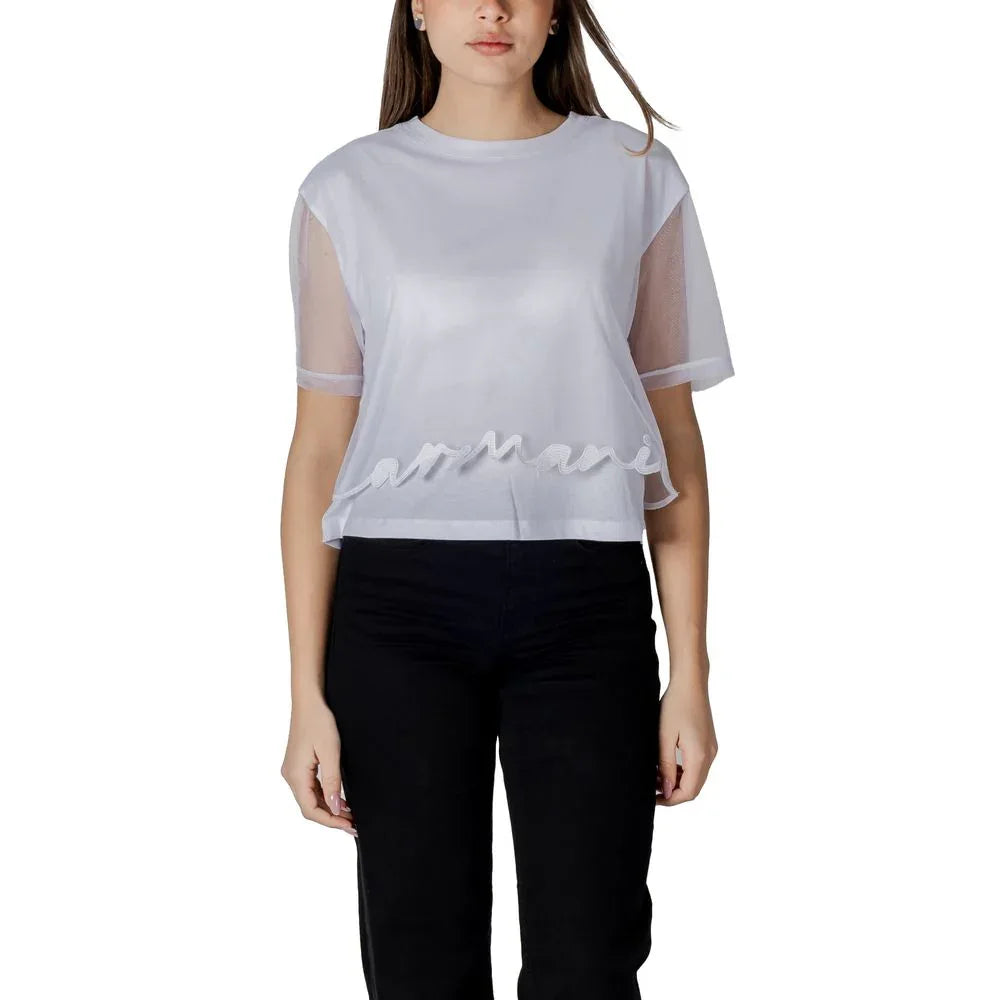 Armani Exchange White Cotton T-Shirt - Zeiniez
