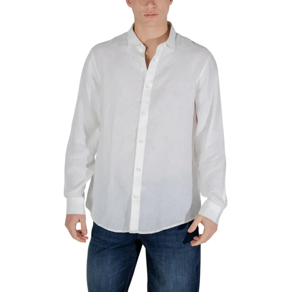 Armani Exchange White Linen Dress Shirt - Zeiniez