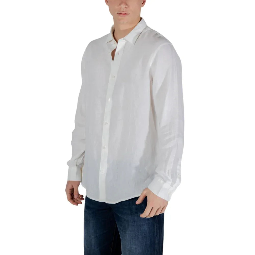 Armani Exchange White Linen Dress Shirt - Zeiniez