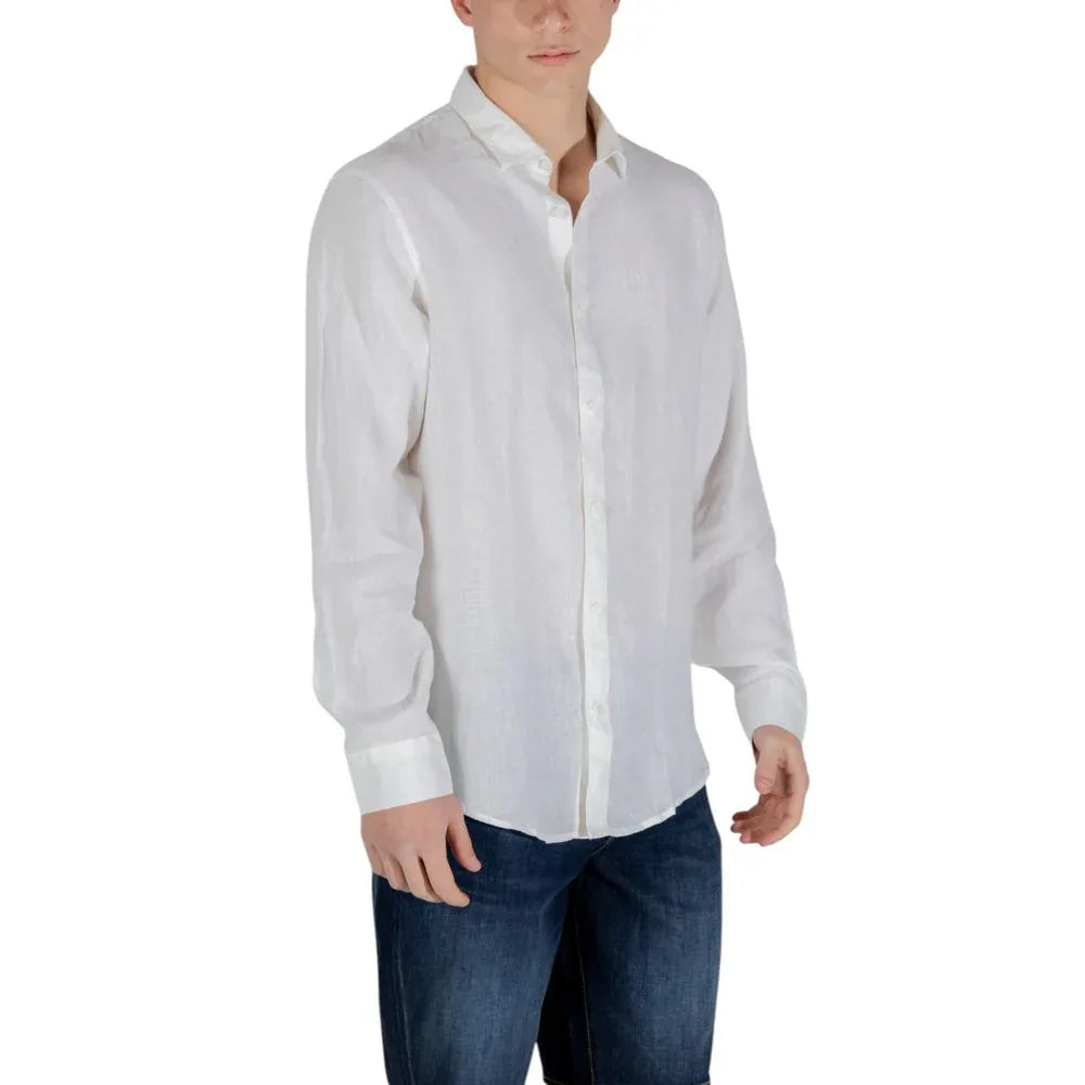 Armani Exchange White Linen Dress Shirt - Zeiniez