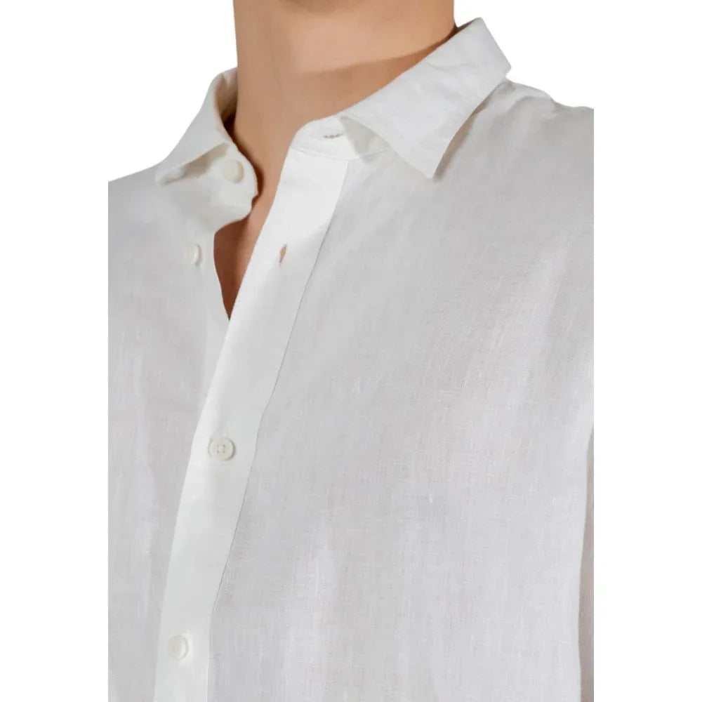Armani Exchange White Linen Dress Shirt - Zeiniez