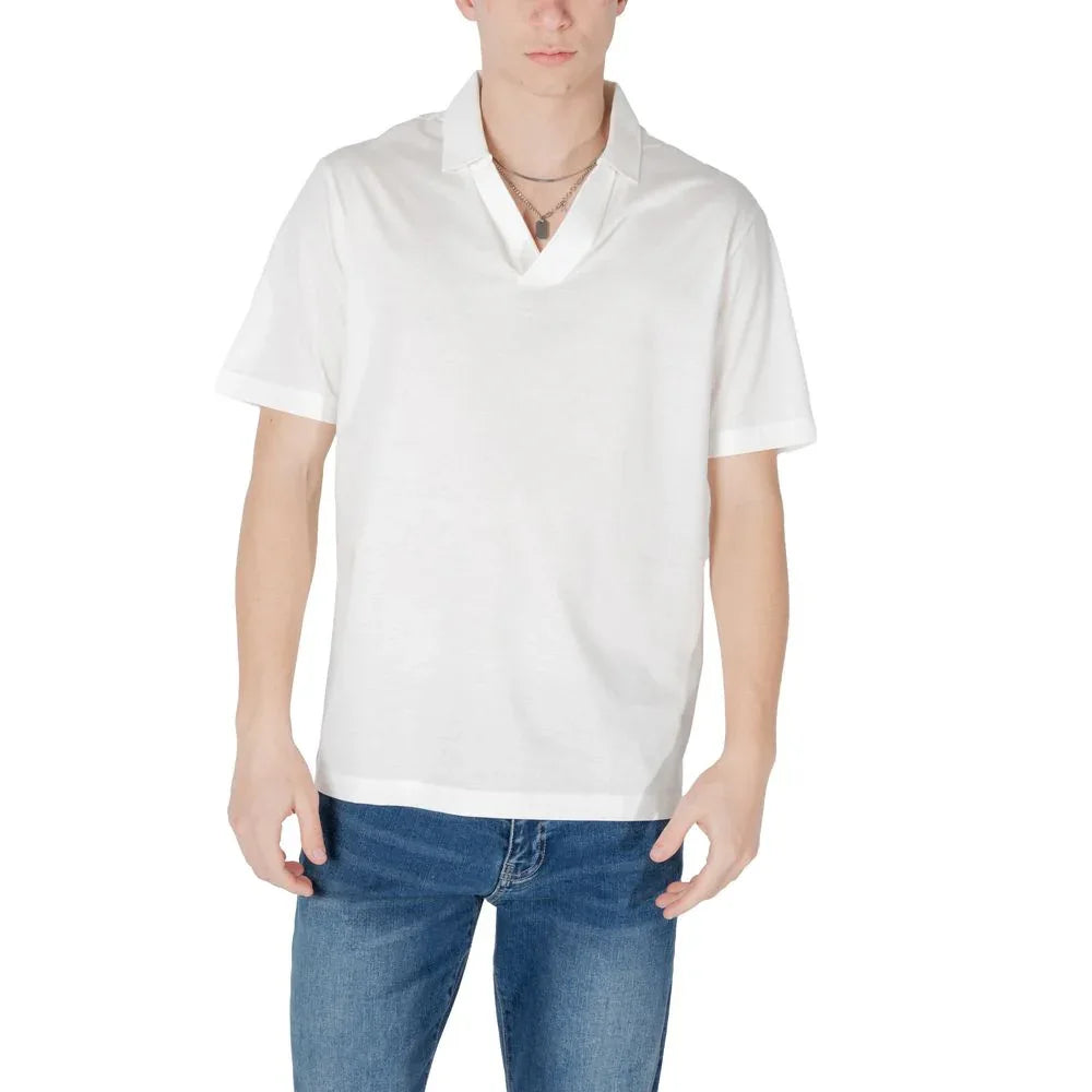 Armani Exchange White Cotton Polo Shirt - Zeiniez