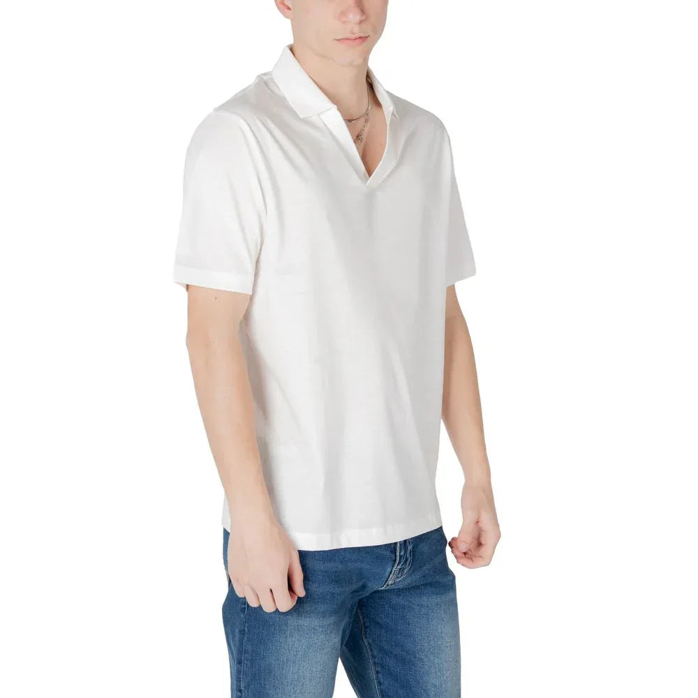Armani Exchange White Cotton Polo Shirt - Zeiniez