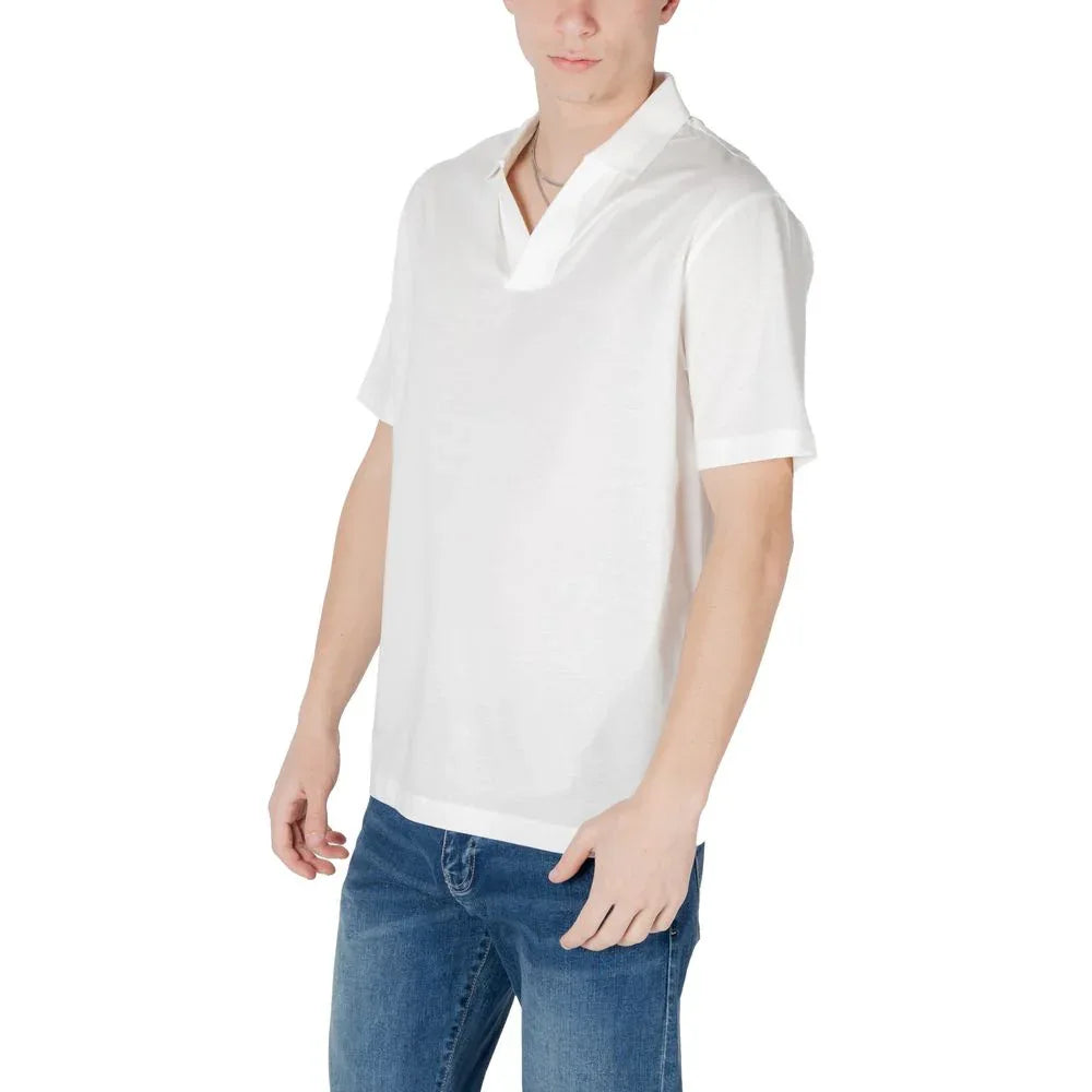 Armani Exchange White Cotton Polo Shirt - Zeiniez