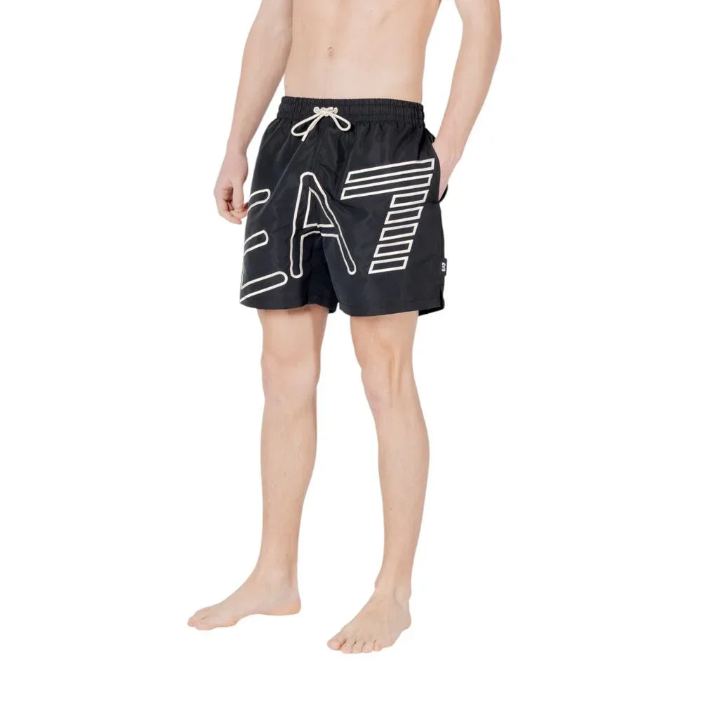 EA7 Emporio Armani Black Polyester Swim Shorts - Zeiniez