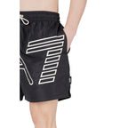 EA7 Emporio Armani Black Polyester Swim Shorts - Zeiniez