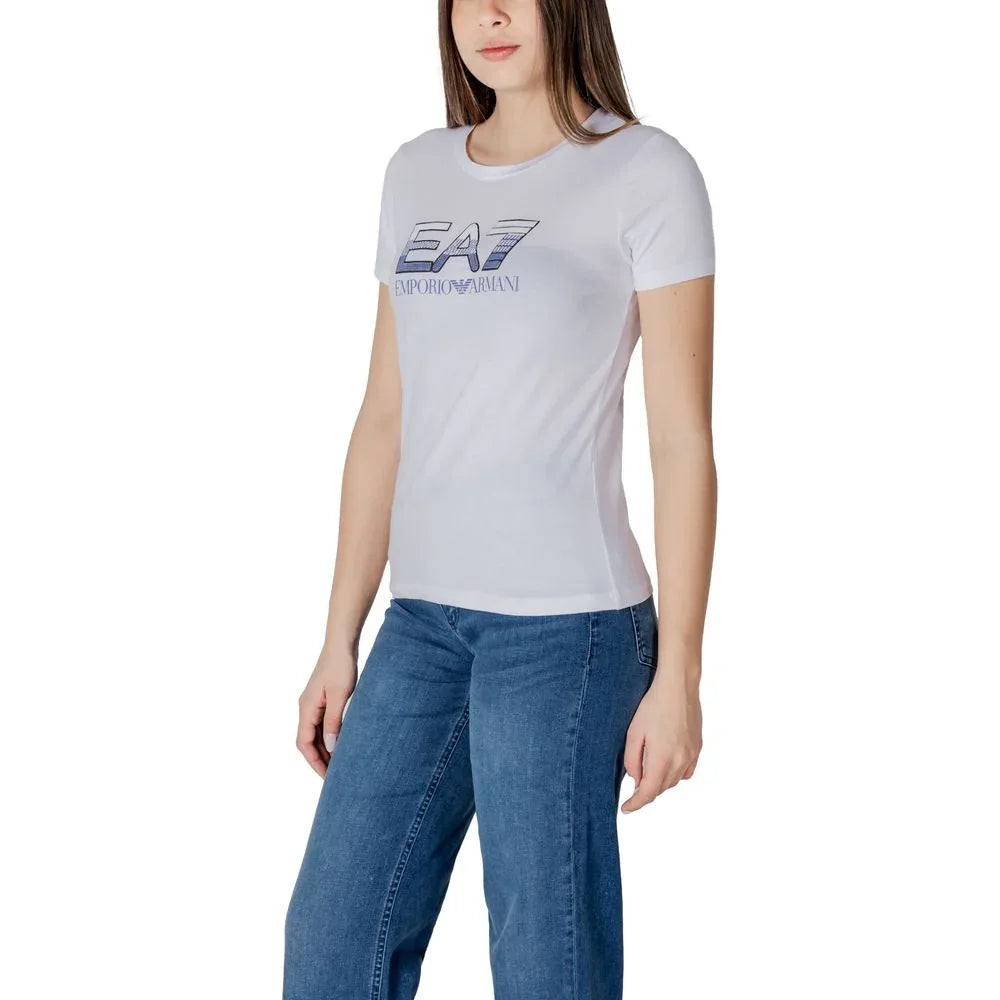 EA7 Emporio Armani White Cotton T-Shirt - Zeiniez