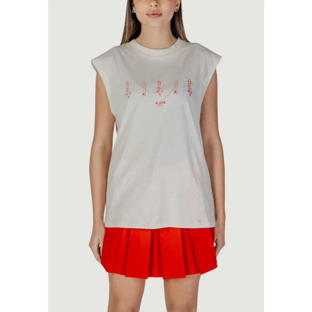 Replay Cream Cotton Tank Tops - Zeiniez