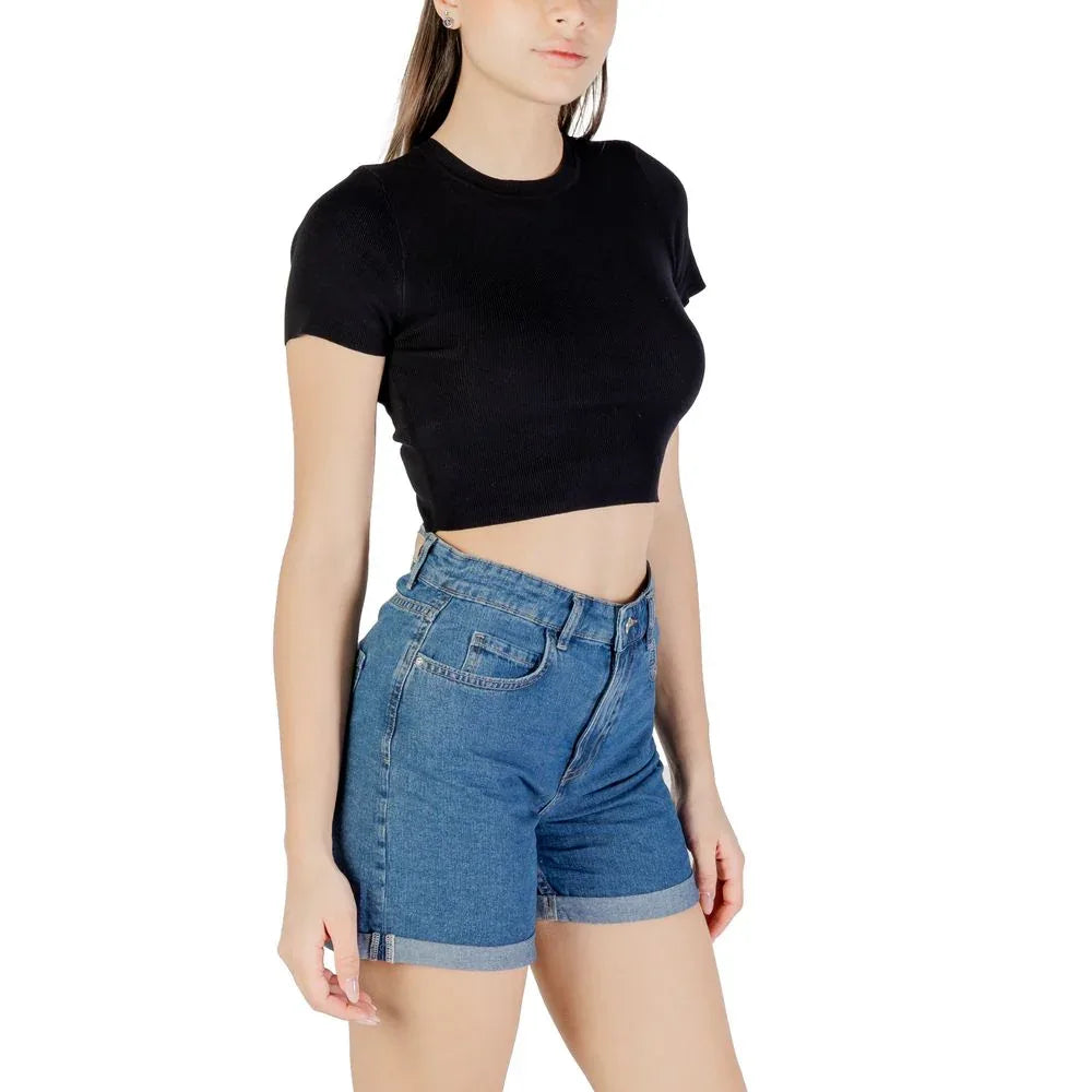 Jacqueline De Yong Black Viscose T-Shirt - Zeiniez